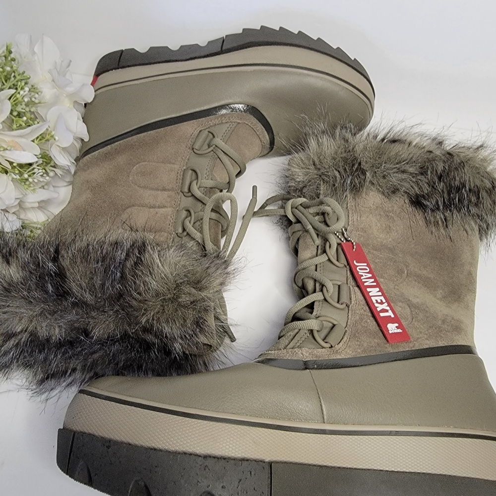SOREL JOAN OF ARCTIC GREEN FUR WINTER BOOTS NWT SIZE 10 - Picture 8 of 10